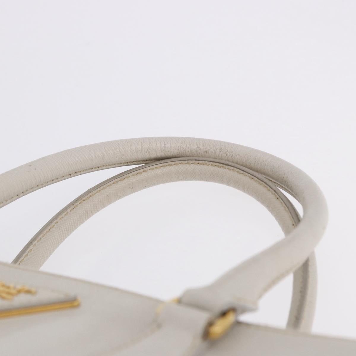 PRADA Galleria Hand Bag Safiano 2way Ivory Gold Tone Auth 204598A
