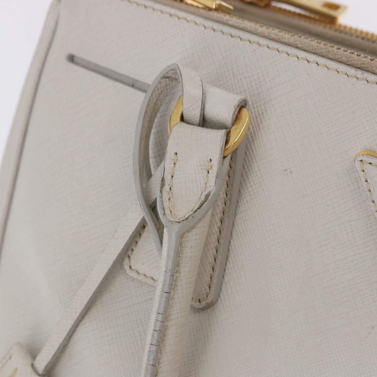 PRADA Galleria Hand Bag Safiano 2way Ivory Gold Tone Auth 204598A