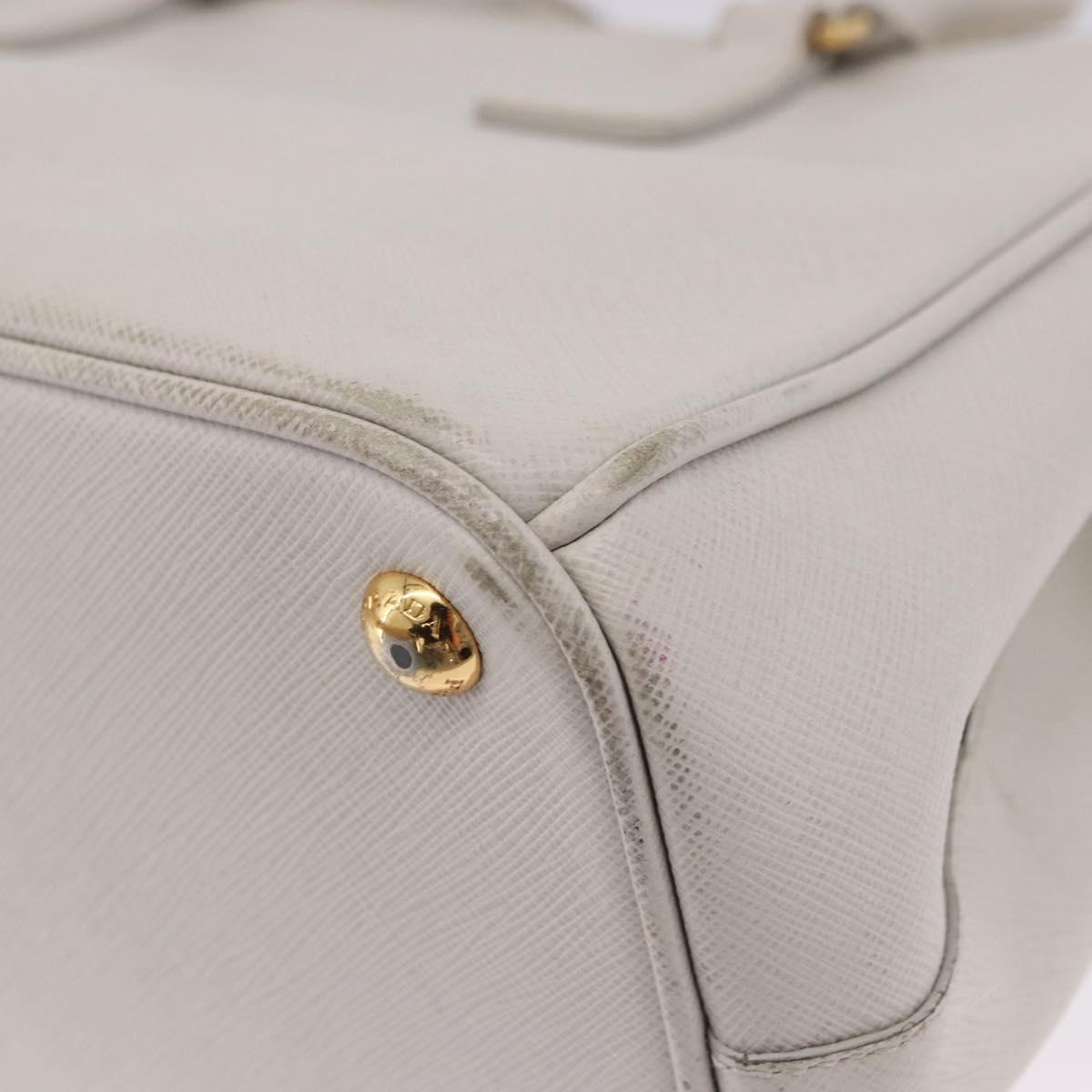PRADA Galleria Hand Bag Safiano 2way Ivory Gold Tone Auth 204598A