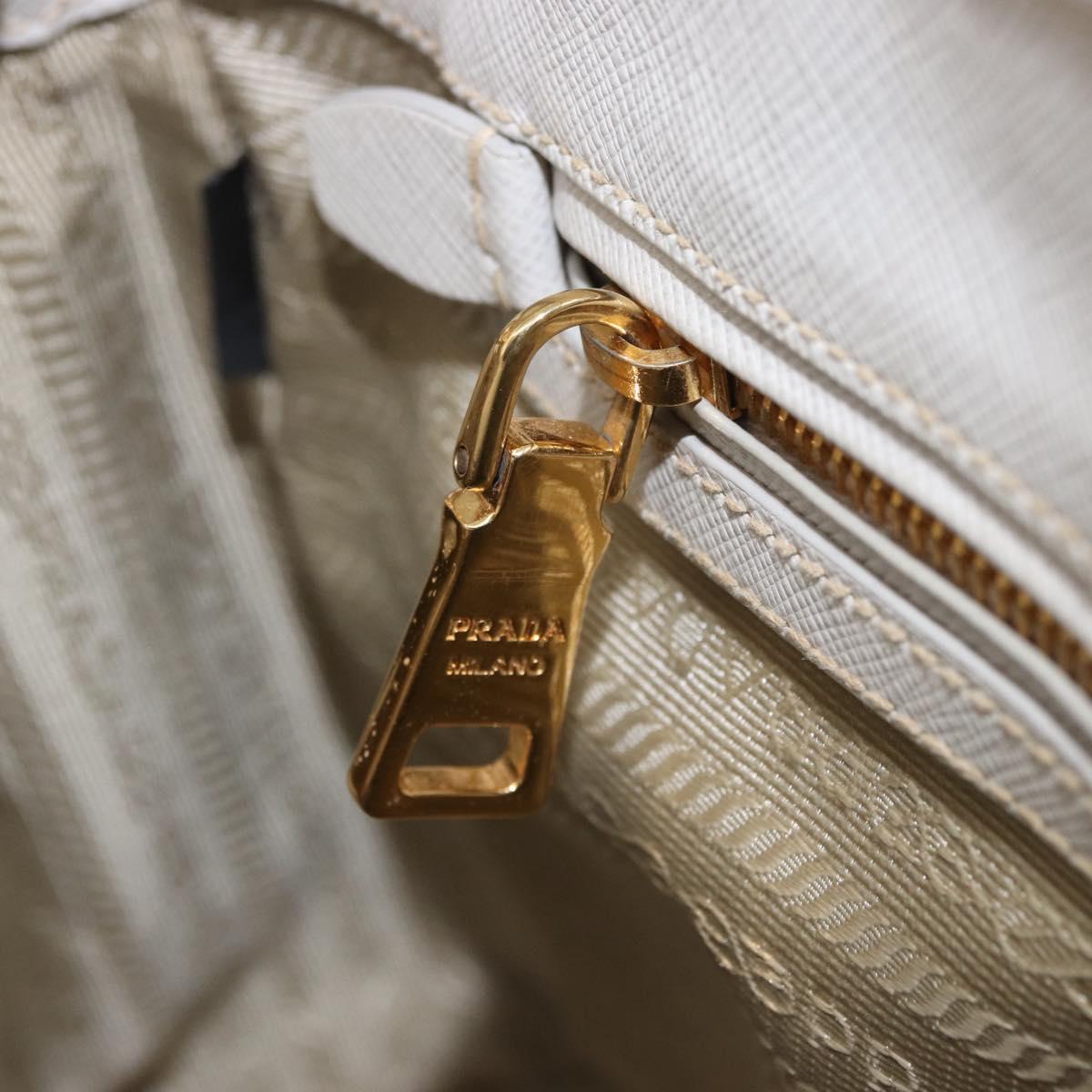 PRADA Galleria Hand Bag Safiano 2way Ivory Gold Tone Auth 204598A