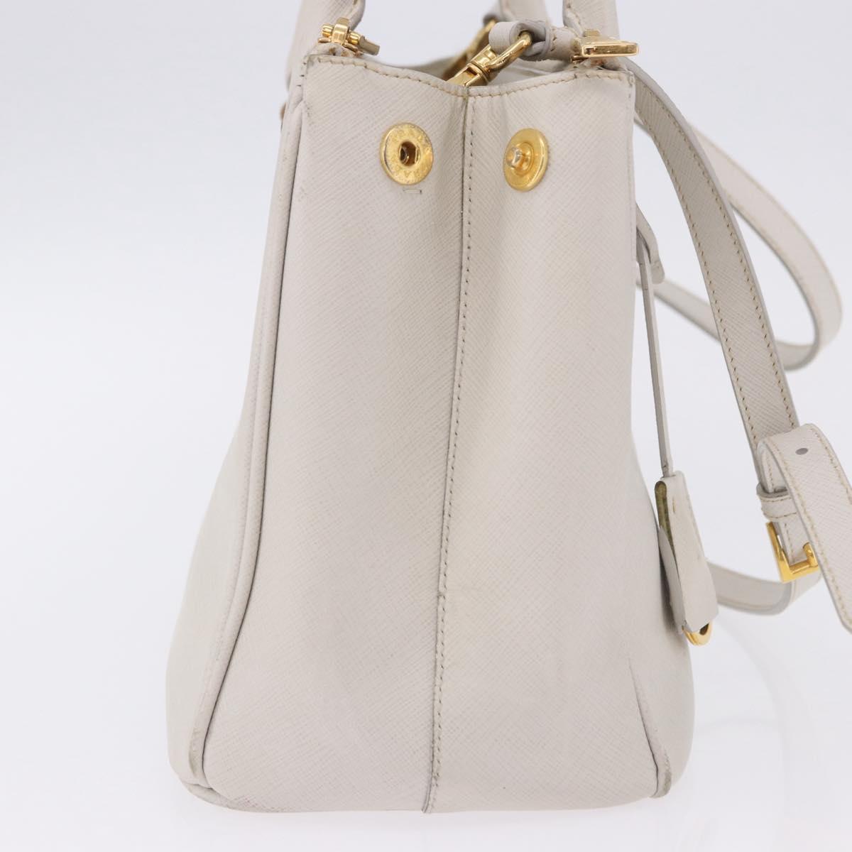PRADA Galleria Hand Bag Safiano 2way Ivory Gold Tone Auth 204598A