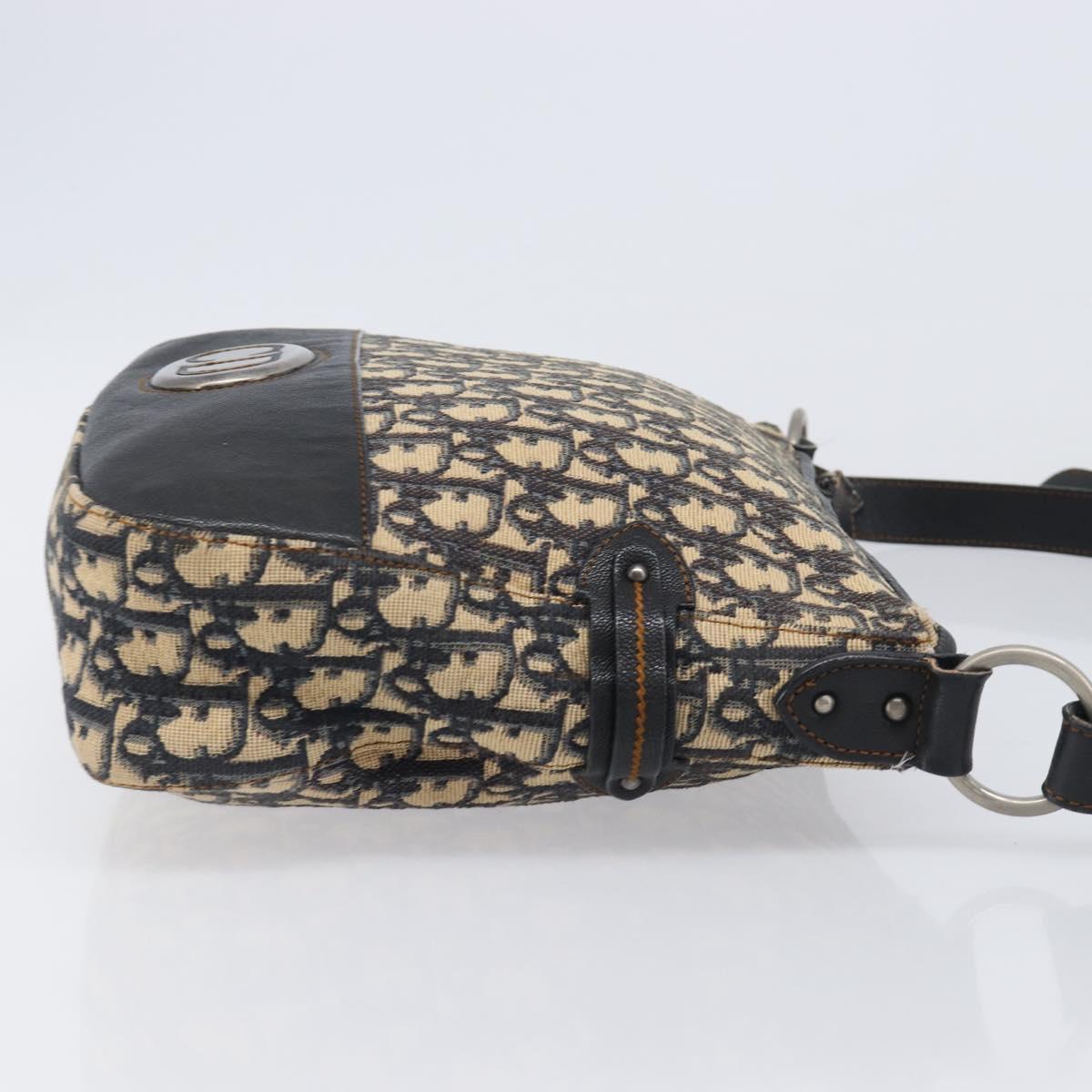 Christian Dior Trotter Canvas Shoulder Bag Navy Silver Auth 204603V