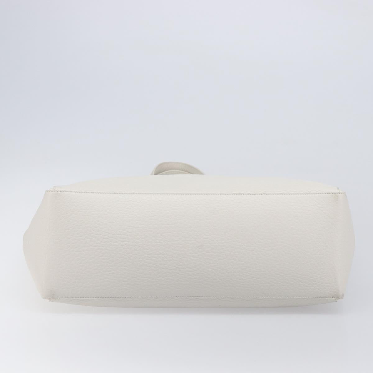 TOD’S Tote Bag Leather White Silver Auth 204604A