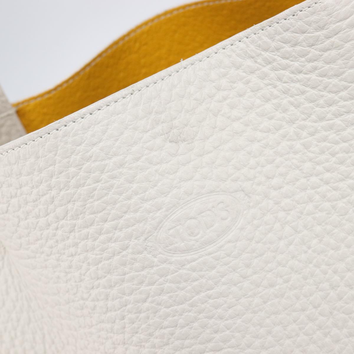 TOD’S Tote Bag Leather White Silver Auth 204604A