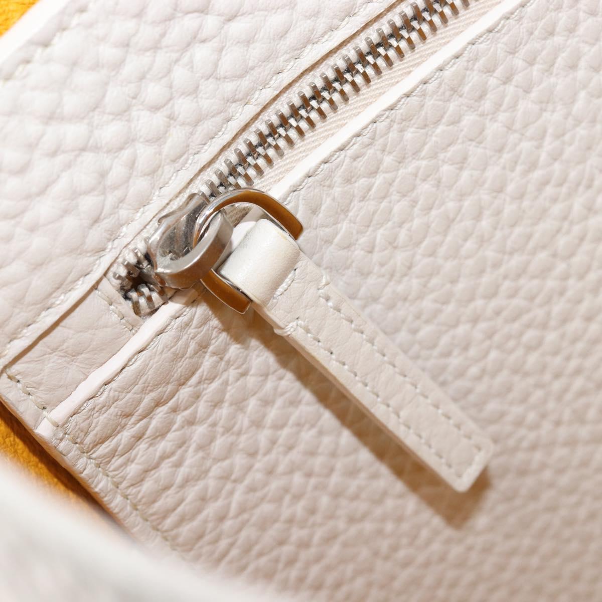 TOD’S Tote Bag Leather White Silver Auth 204604A