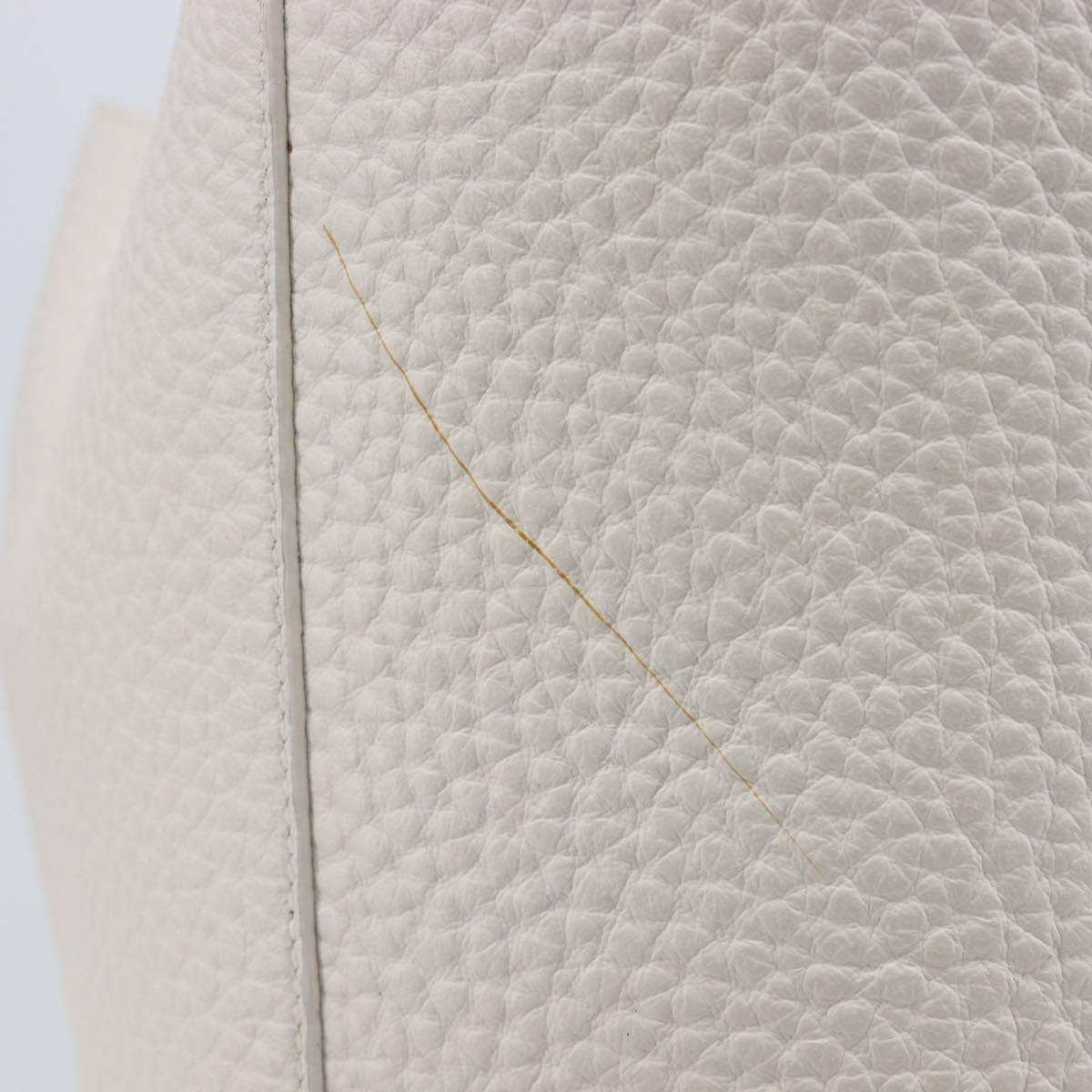 TOD’S Tote Bag Leather White Silver Auth 204604A