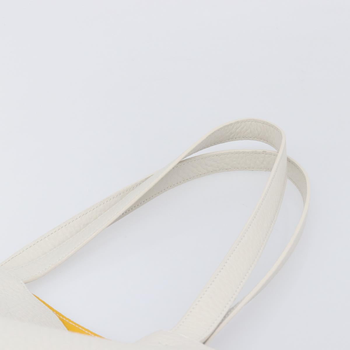 TOD’S Tote Bag Leather White Silver Auth 204604A