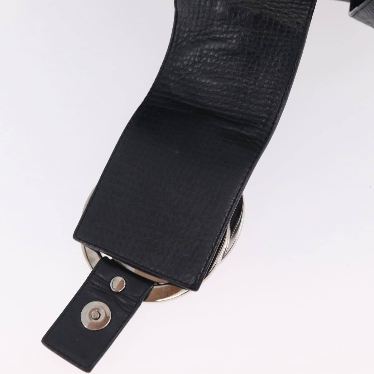 BVLGARI Chandra Hand Bag Leather 2way Black Silver Auth 204605V