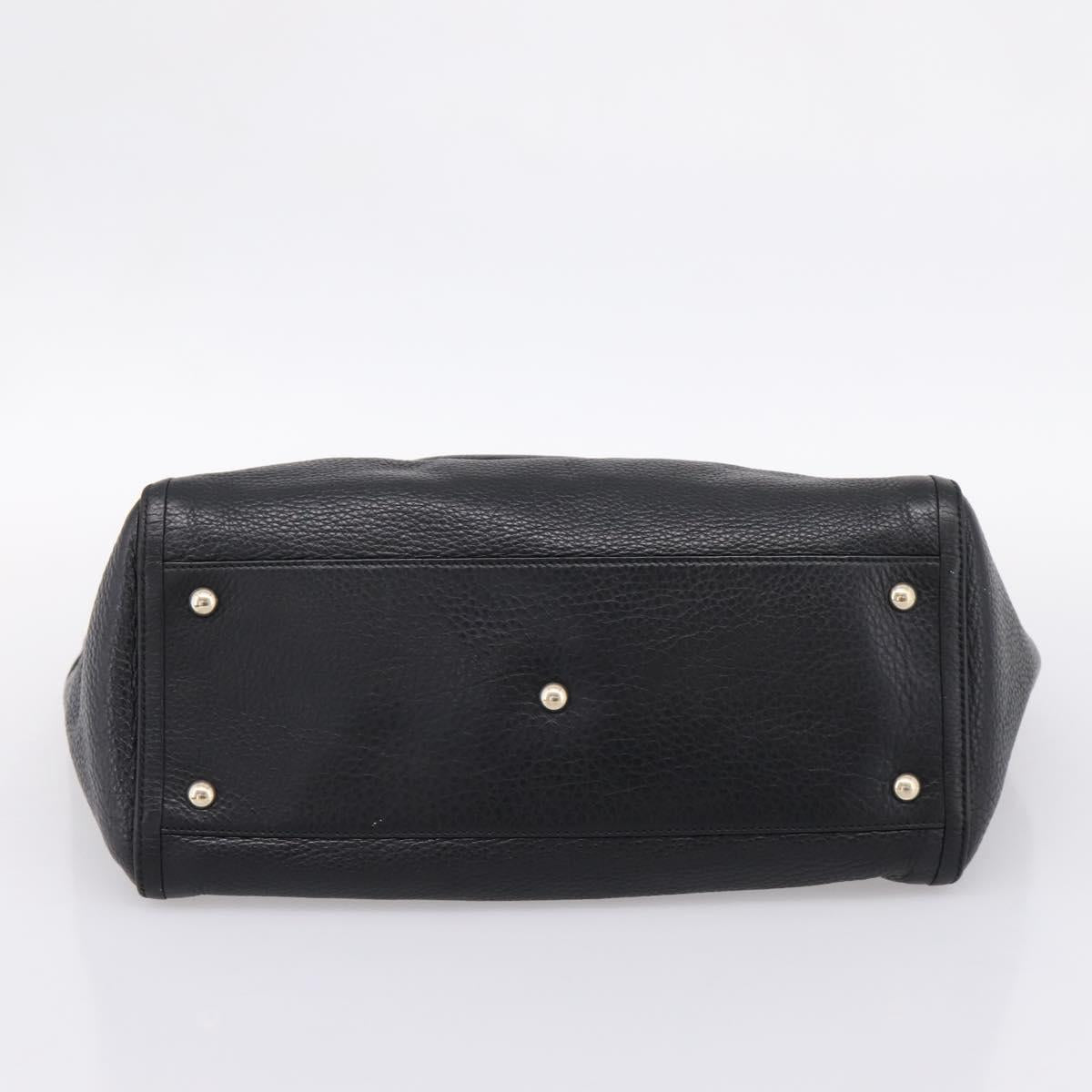 GUCCI Tote Bag Leather Black Gold Tone 282309 Auth 204612V