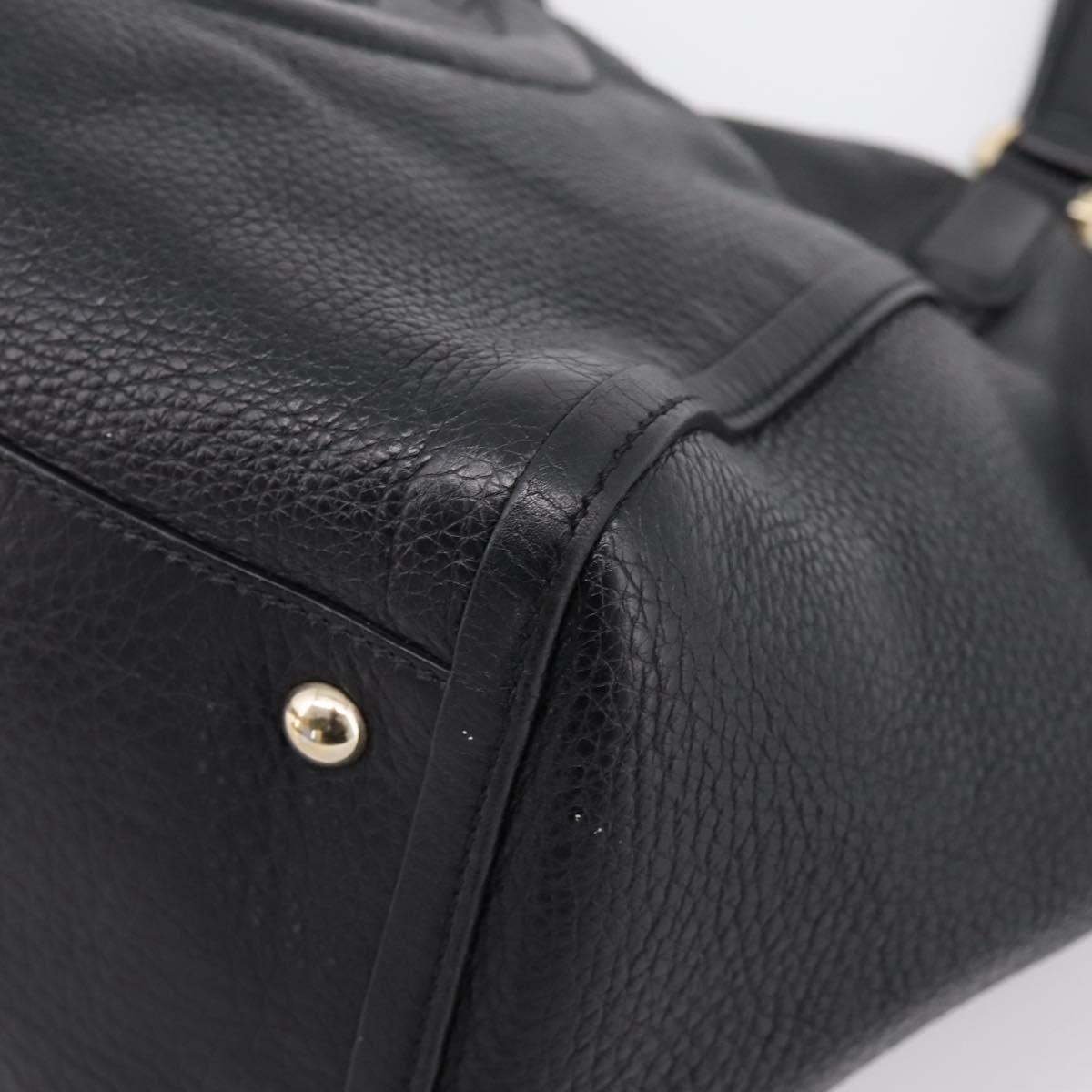 GUCCI Tote Bag Leather Black Gold Tone 282309 Auth 204612V