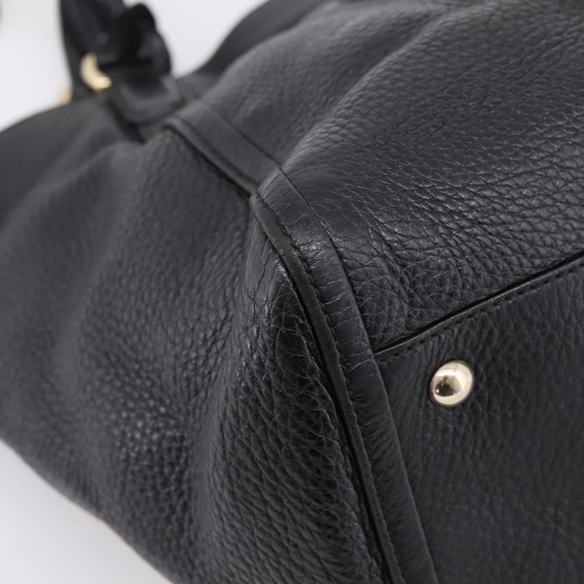 GUCCI Tote Bag Leather Black Gold Tone 282309 Auth 204612V
