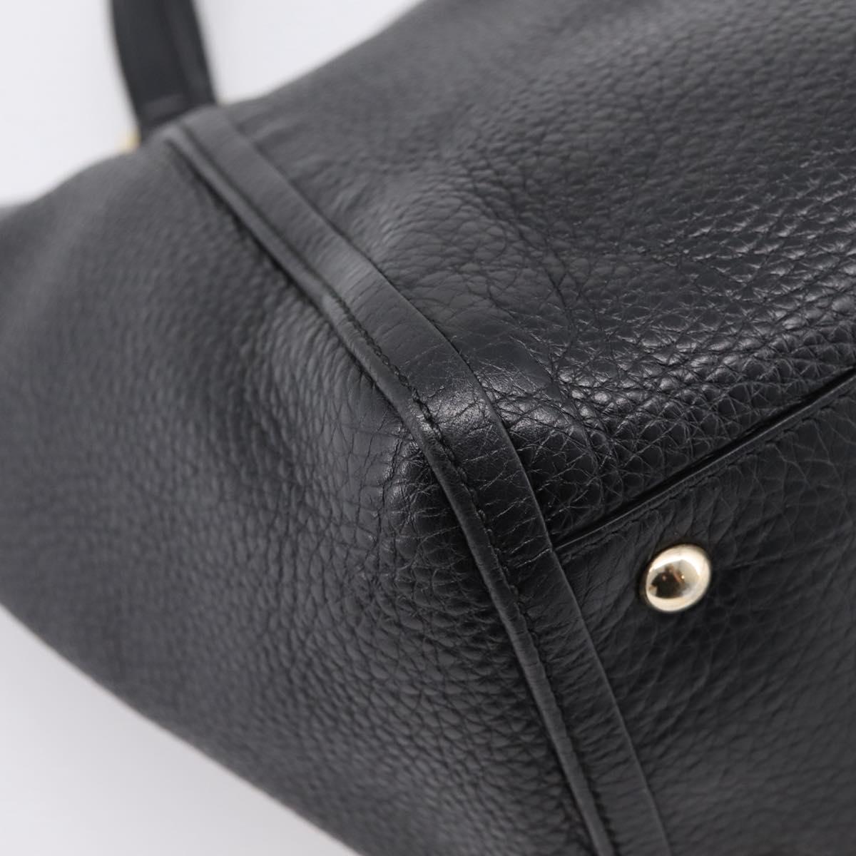 GUCCI Tote Bag Leather Black Gold Tone 282309 Auth 204612V