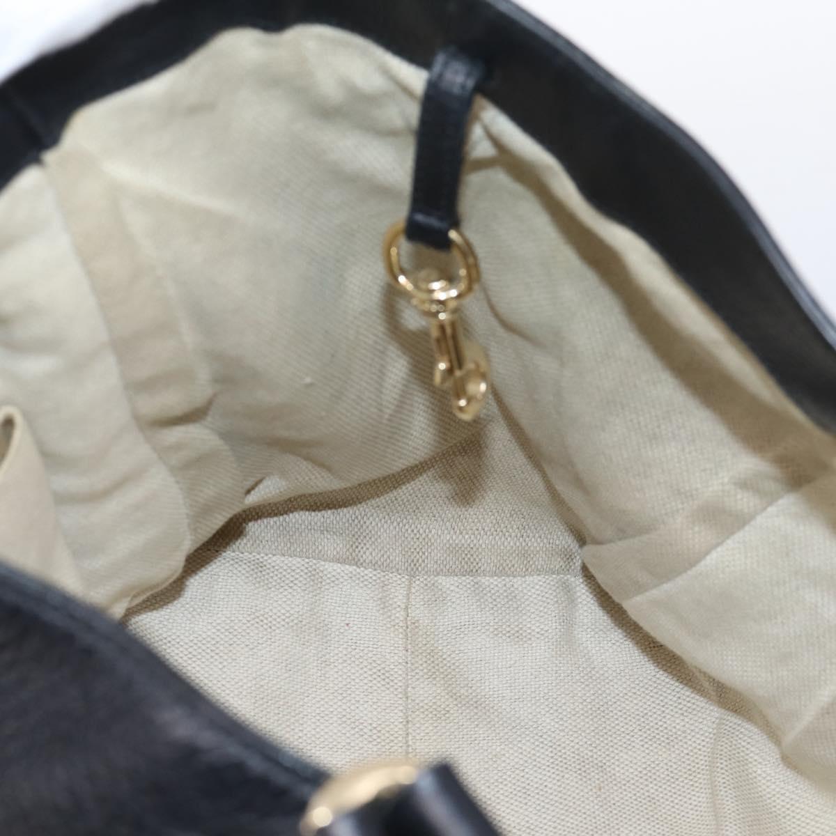 GUCCI Tote Bag Leather Black Gold Tone 282309 Auth 204612V