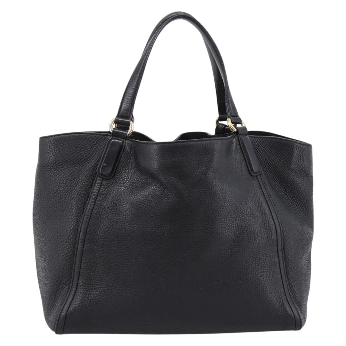 GUCCI Tote Bag Leather Black Gold Tone 282309 Auth 204612V