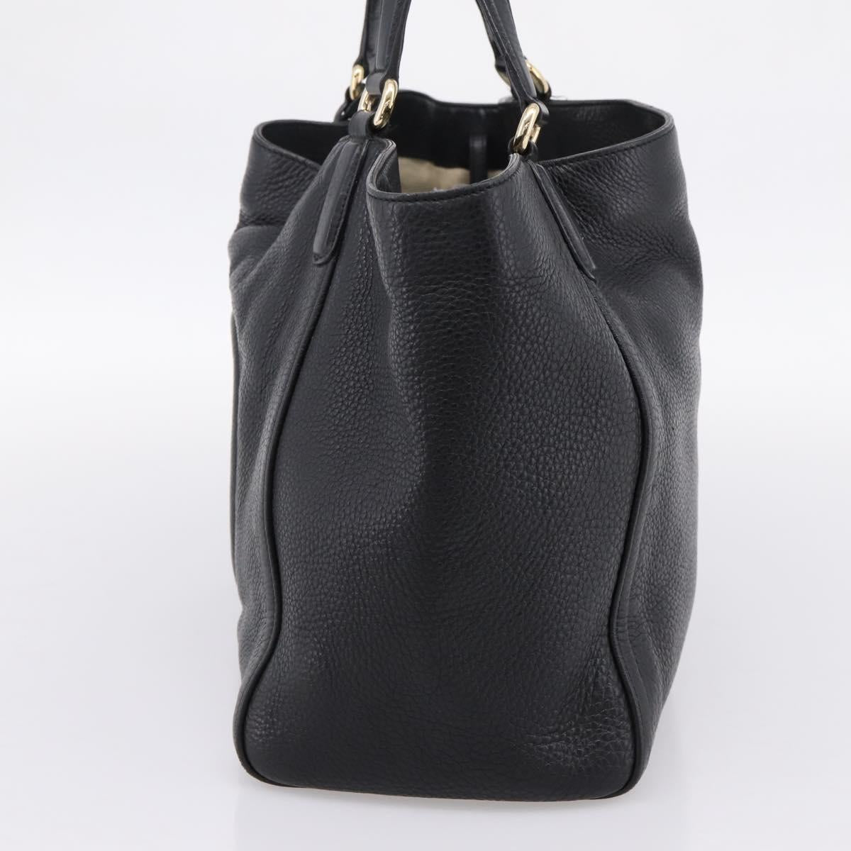 GUCCI Tote Bag Leather Black Gold Tone 282309 Auth 204612V