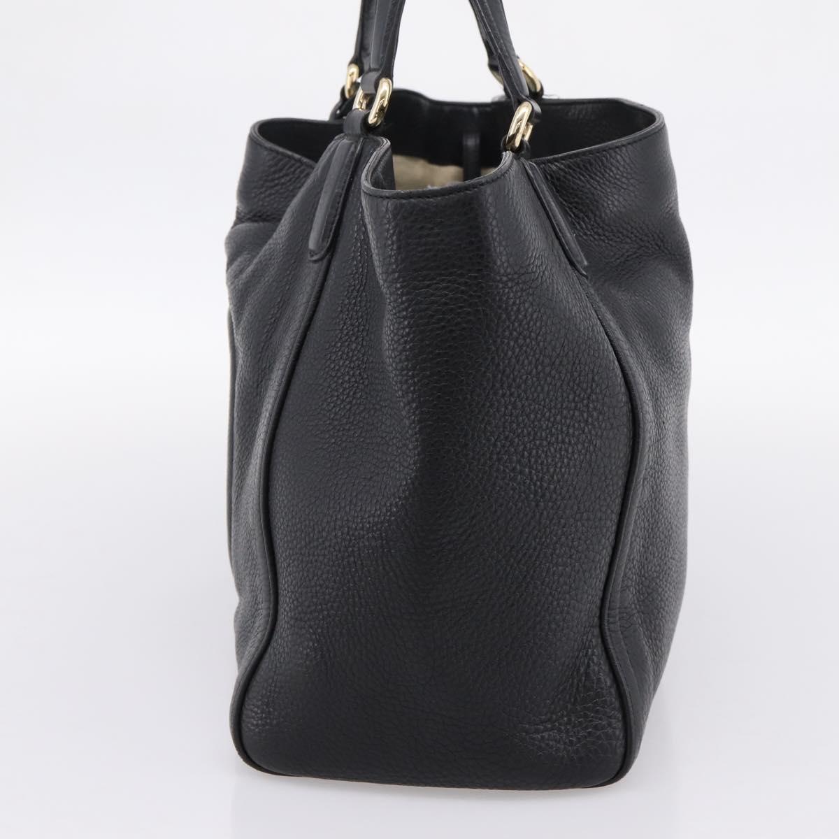 GUCCI Tote Bag Leather Black Gold Tone 282309 Auth 204612V