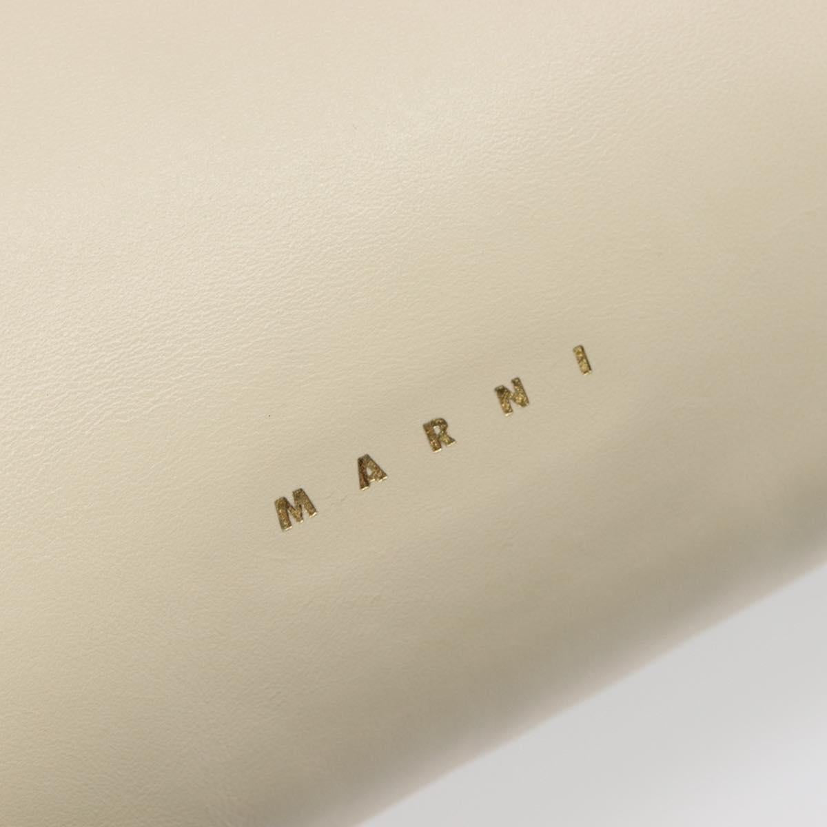 MARNI Prisma Shoulder Bag Leather White Gold Tone Auth 204613A