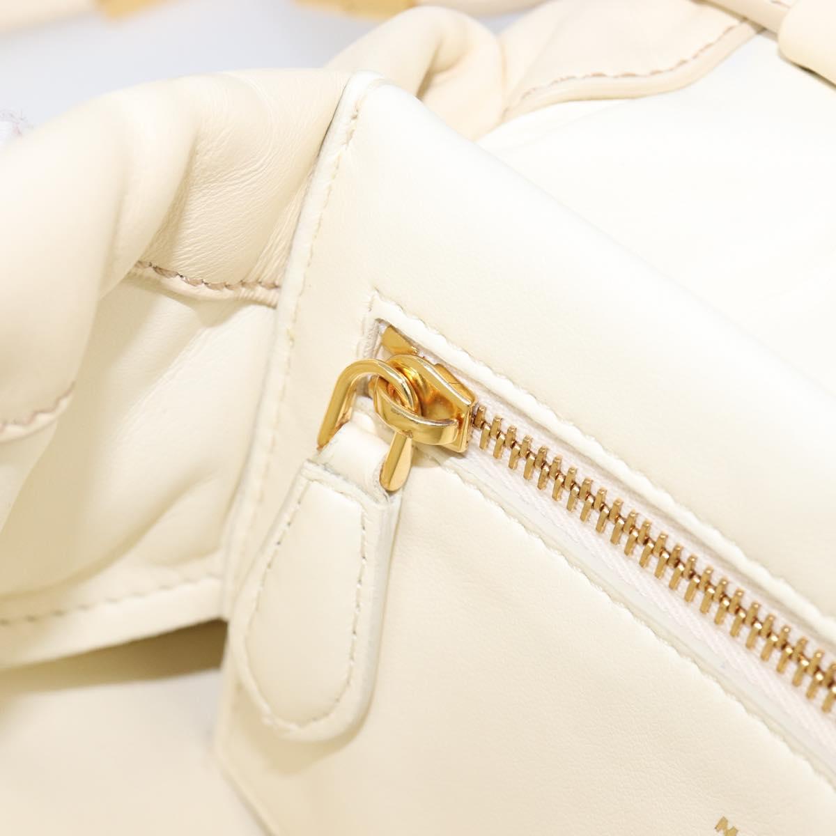MARNI Prisma Shoulder Bag Leather White Gold Tone Auth 204613A
