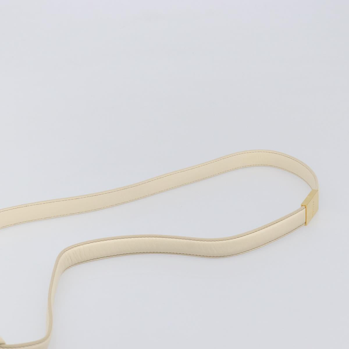 MARNI Prisma Shoulder Bag Leather White Gold Tone Auth 204613A
