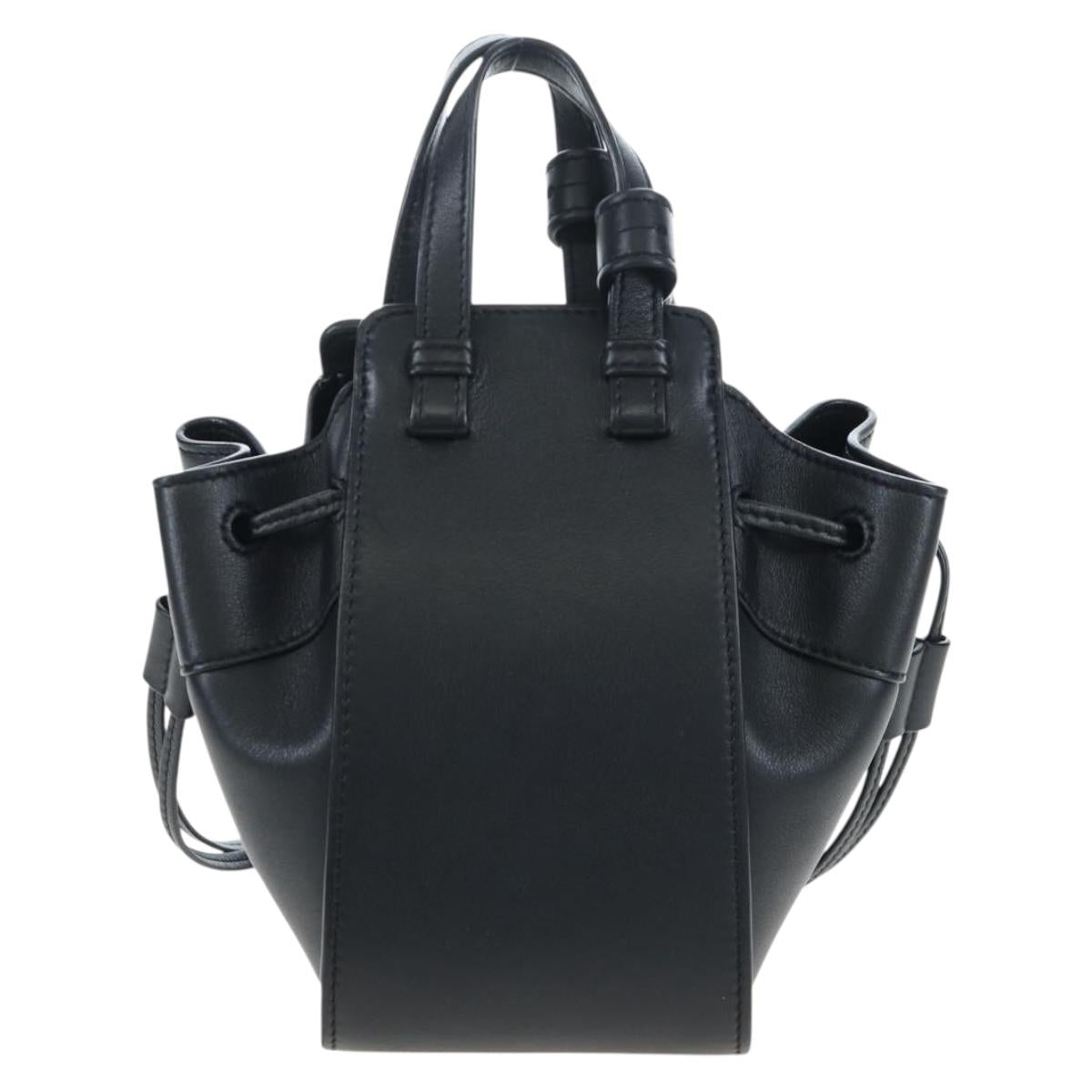 LOEWE Hammock Mini Shoulder Bag Leather 2way Black Silver Auth 204615M