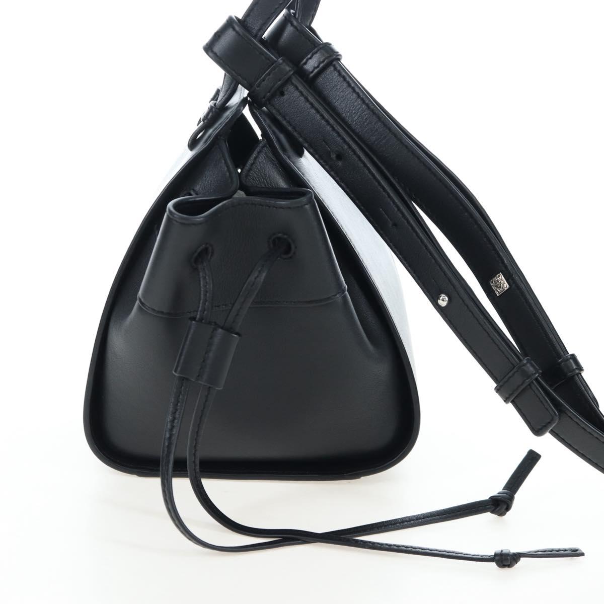 LOEWE Hammock Mini Shoulder Bag Leather 2way Black Silver Auth 204615M