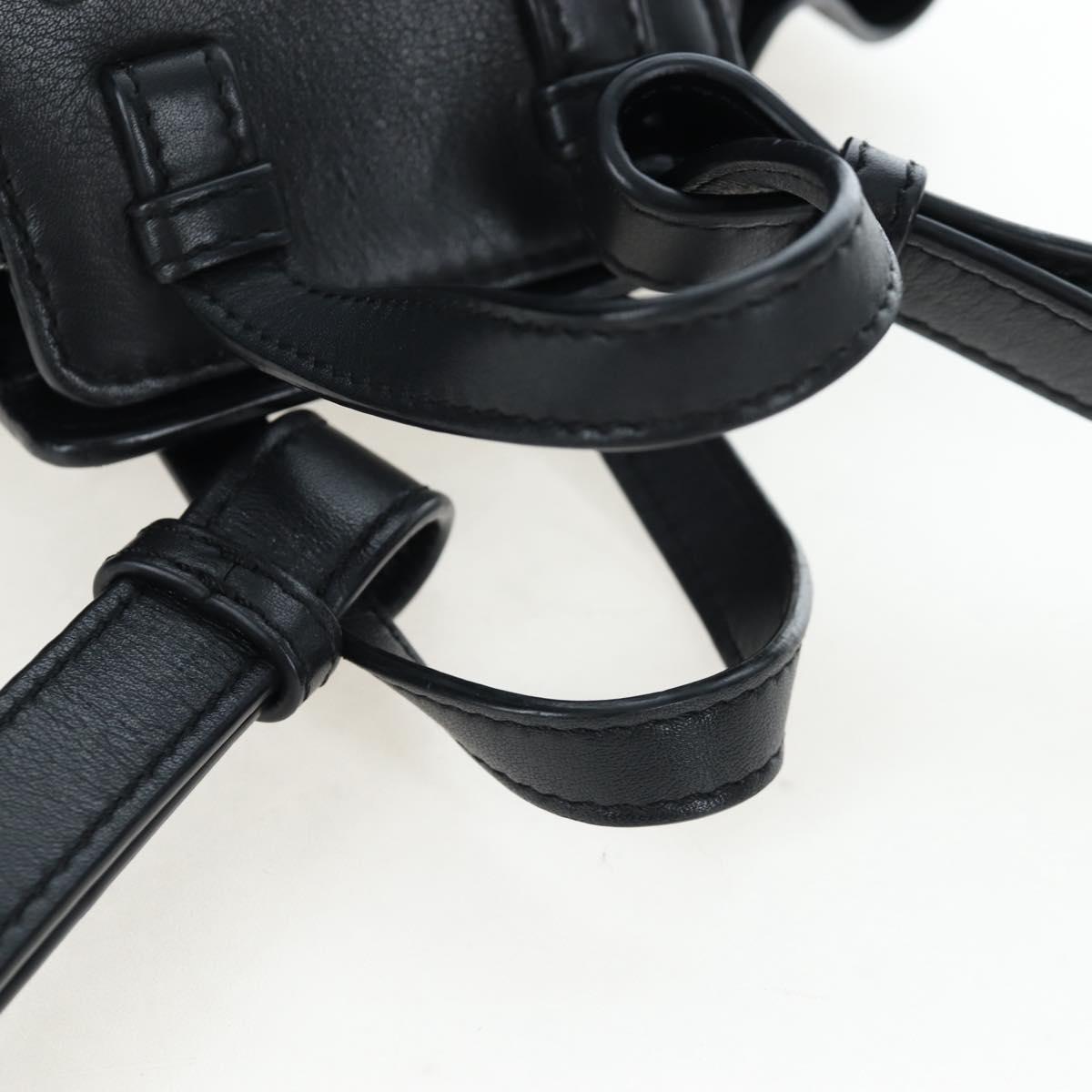 LOEWE Hammock Mini Shoulder Bag Leather 2way Black Silver Auth 204615M