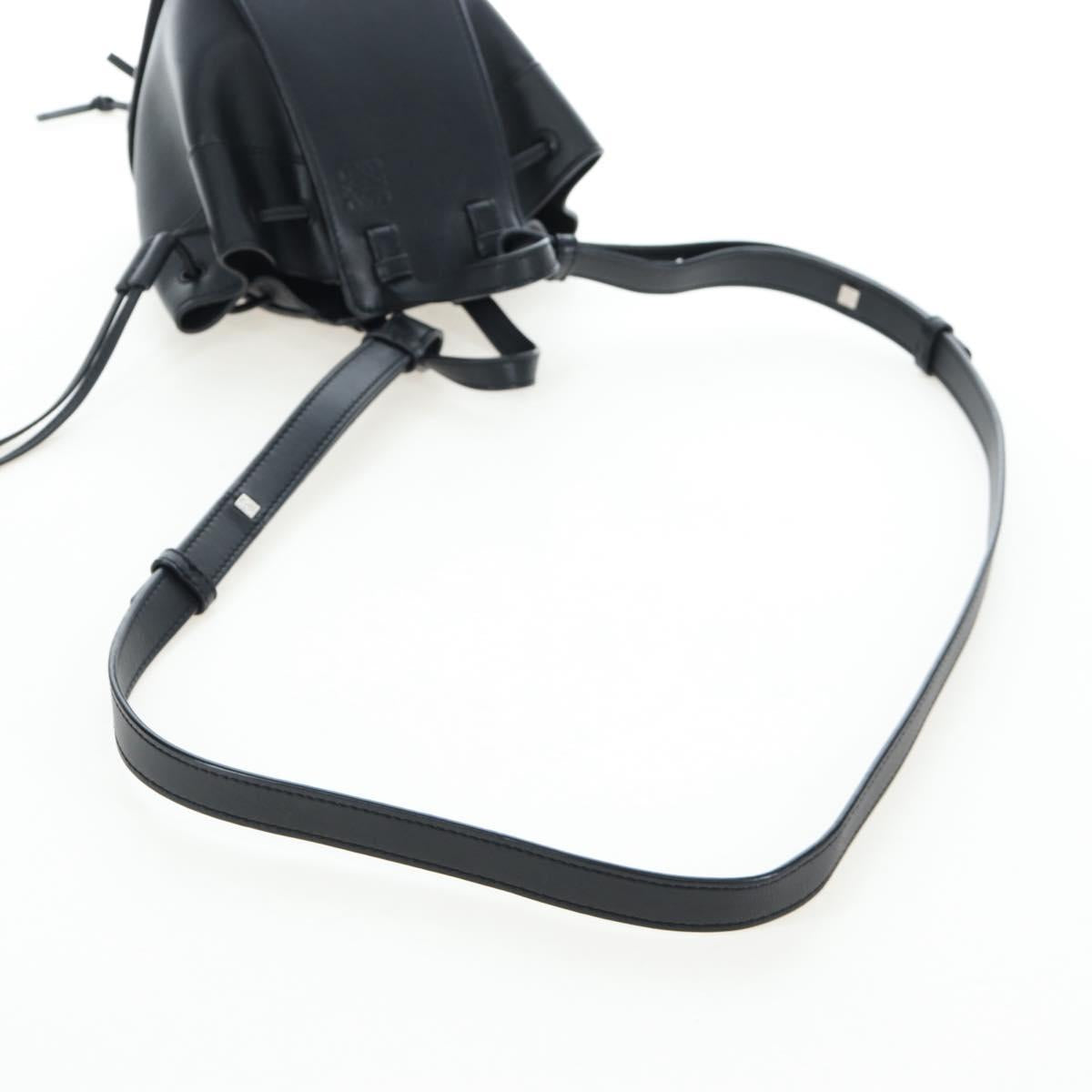 LOEWE Hammock Mini Shoulder Bag Leather 2way Black Silver Auth 204615M