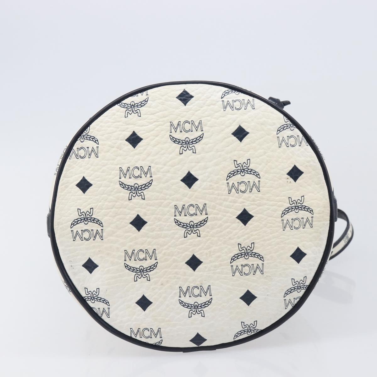 MCM Vicetos Shoulder Bag PVC Leather White Gold Tone Auth 204617