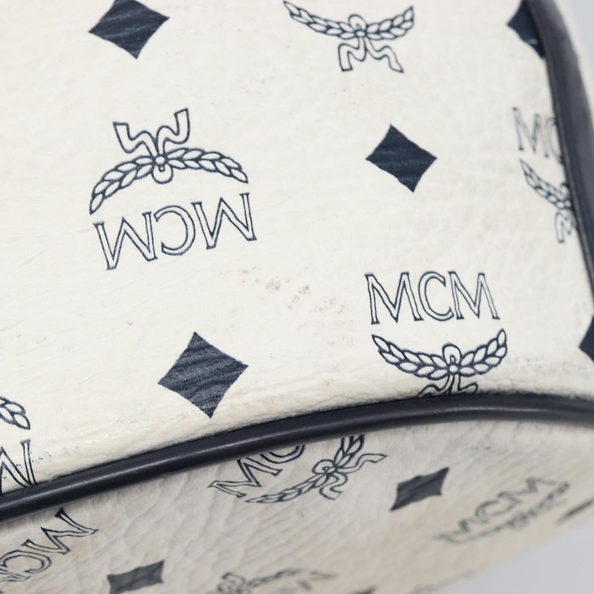 MCM Vicetos Shoulder Bag PVC Leather White Gold Tone Auth 204617