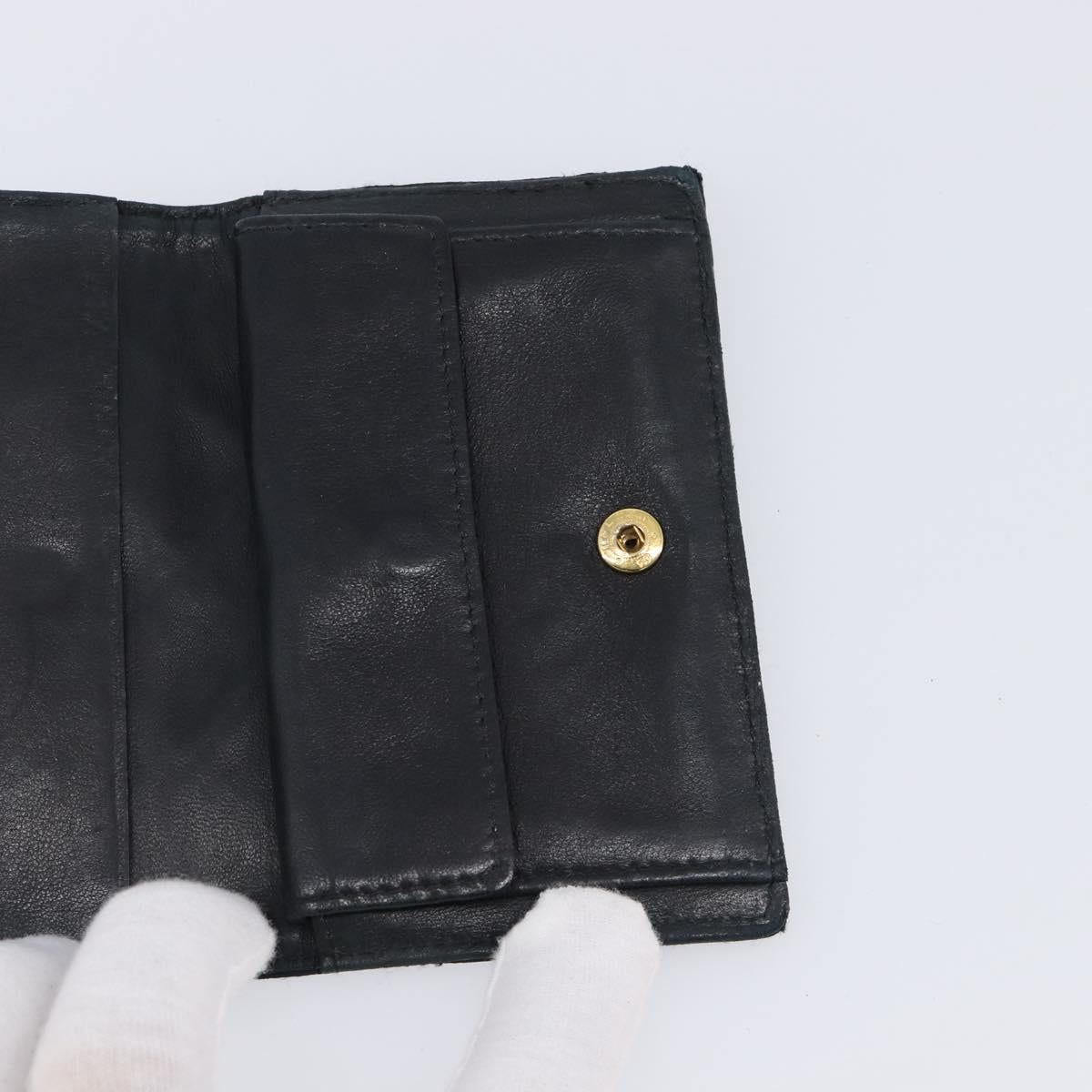 CHANEL Bicolore Card Case Satin Black Gold CC Auth 204618V