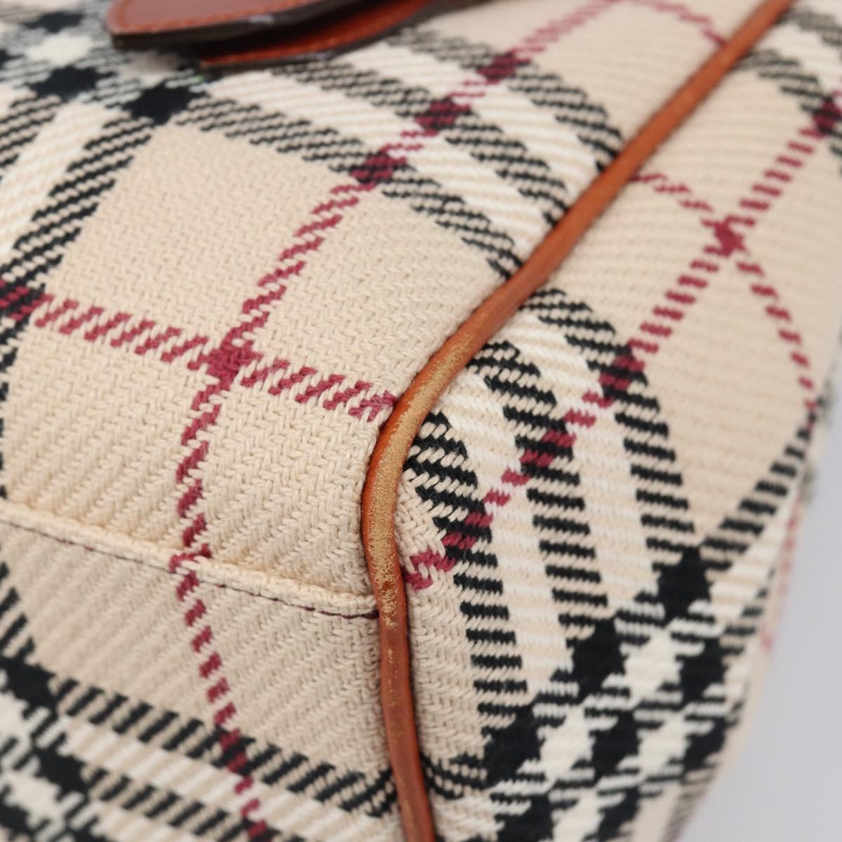 BURBERRY Nova Check Hand Bag Canvas Beige Gold Tone Auth 204621V