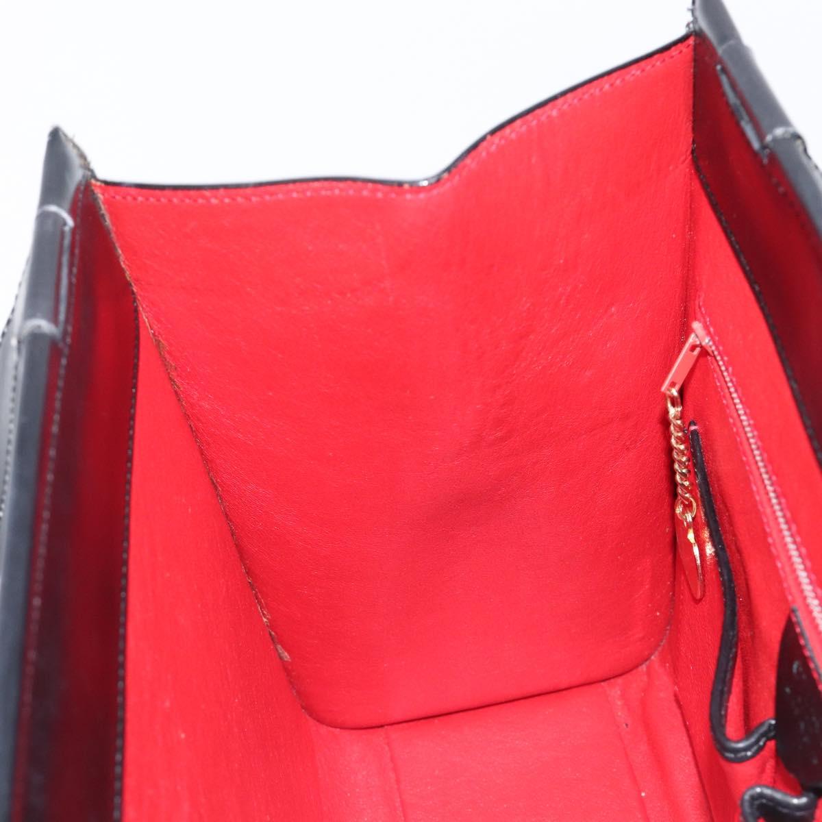 CELINE Horse Carriage Hand Bag Leather Black Gold Tone Auth 204622V
