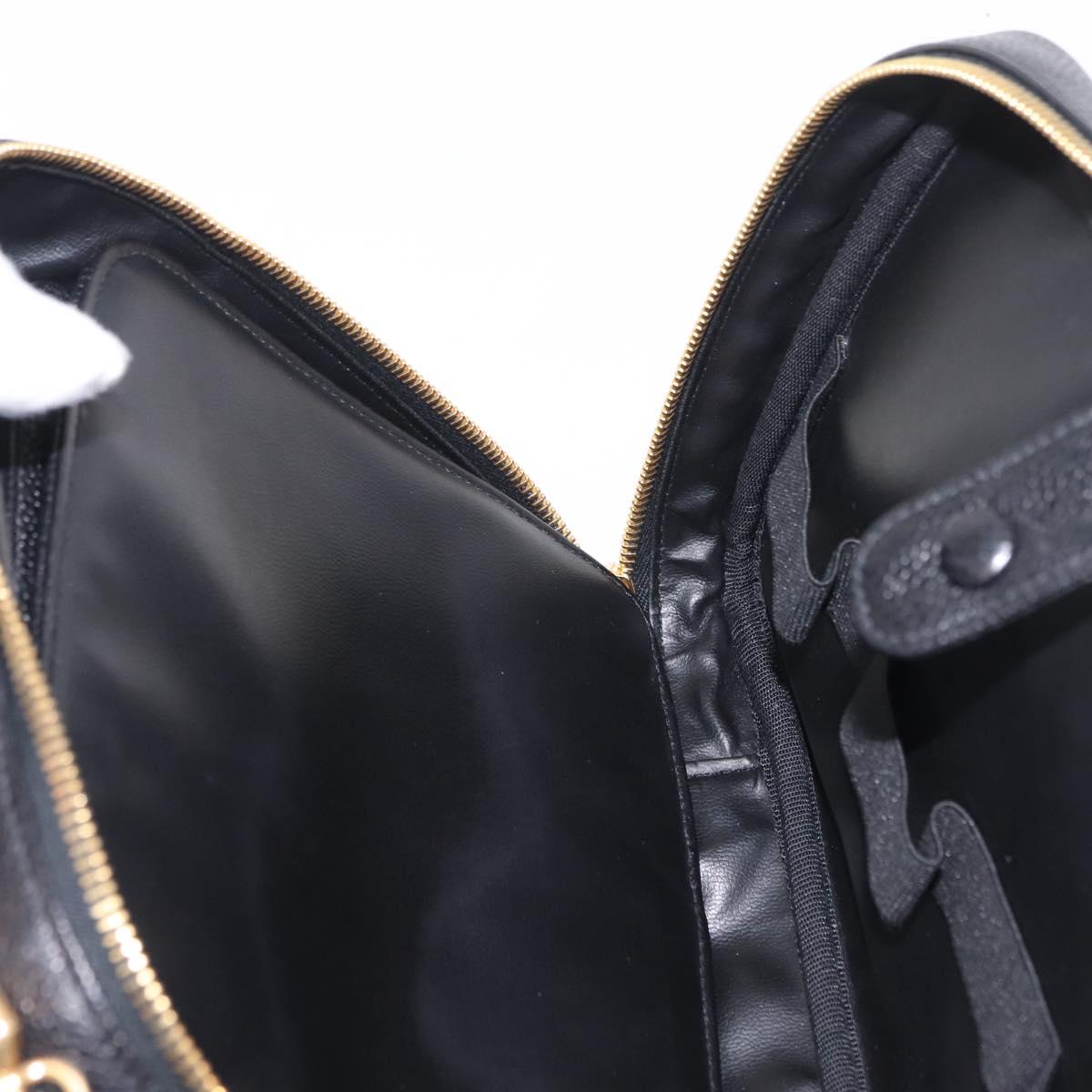CHANEL Vanity Shoulder Bag Caviar Skin 2way Black Gold Tone CC Auth 204624V