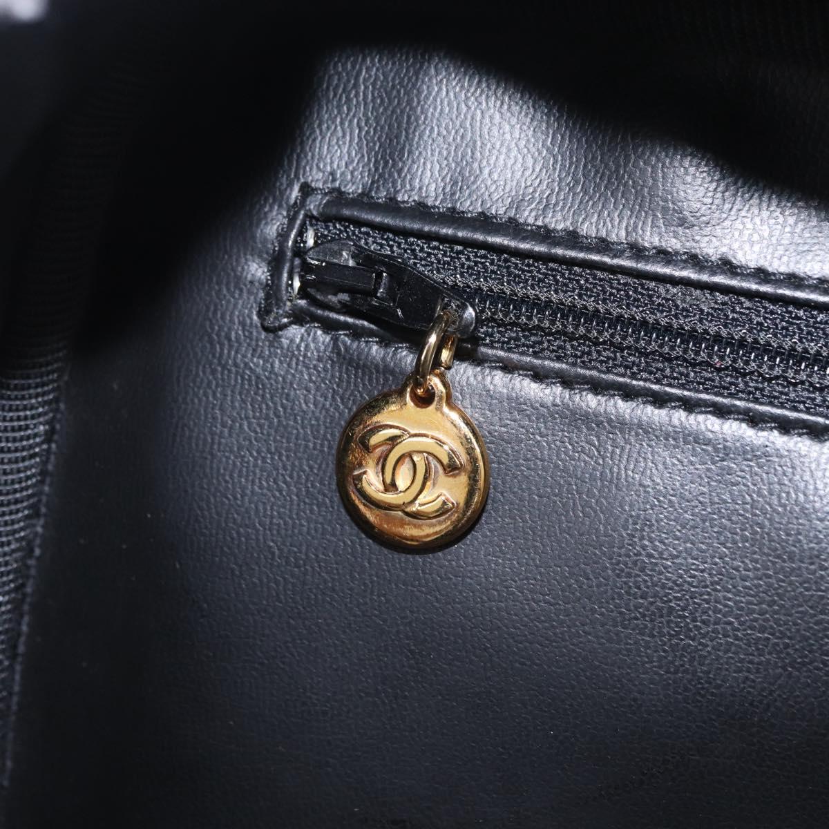 CHANEL Vanity Shoulder Bag Caviar Skin 2way Black Gold Tone CC Auth 204624V