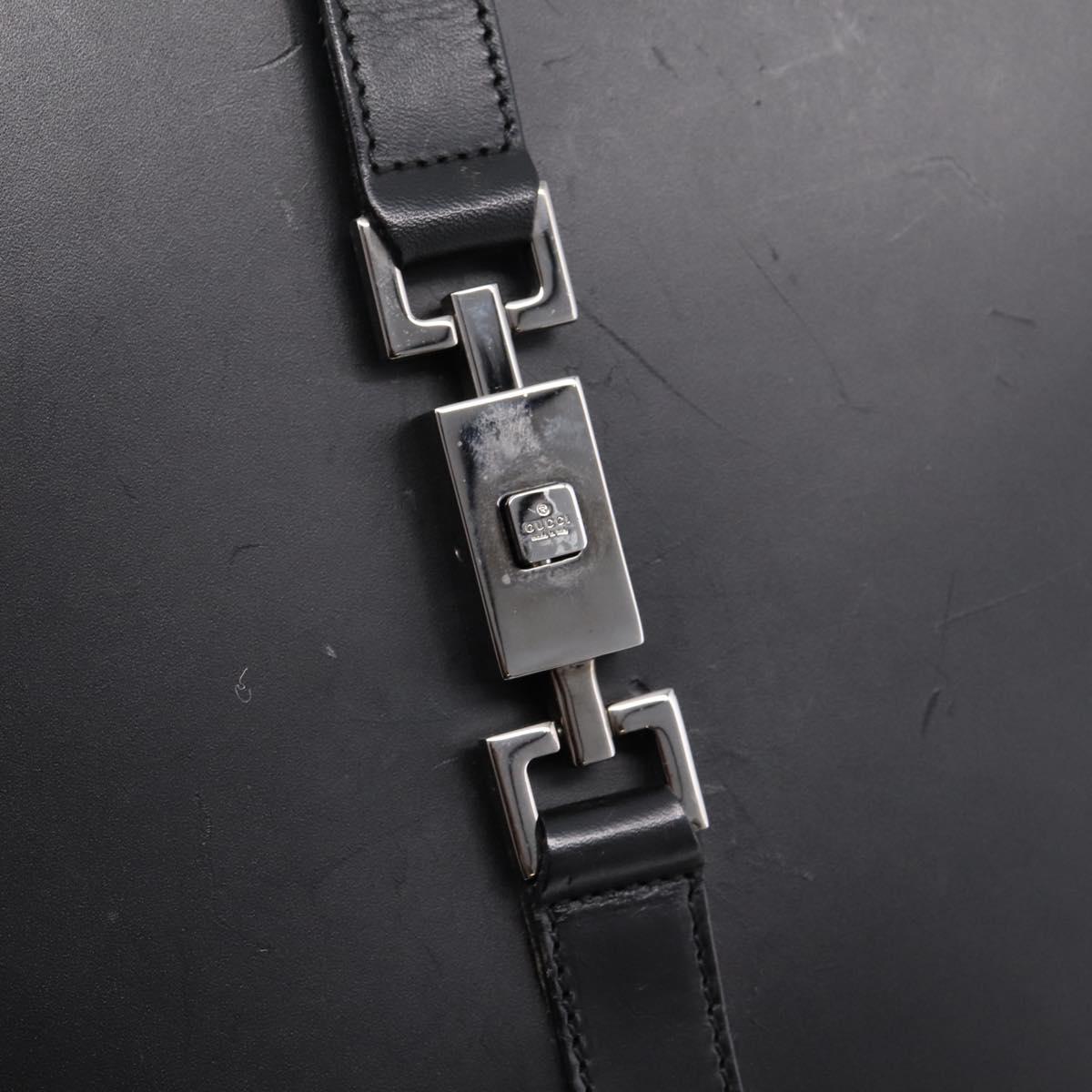 GUCCI Jackie Hand Bag Leather Black Silver 002 1064 Auth 204625V