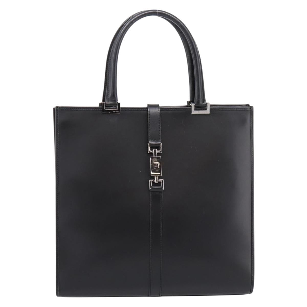 GUCCI Jackie Hand Bag Leather Black Silver 002 1064 Auth 204625V