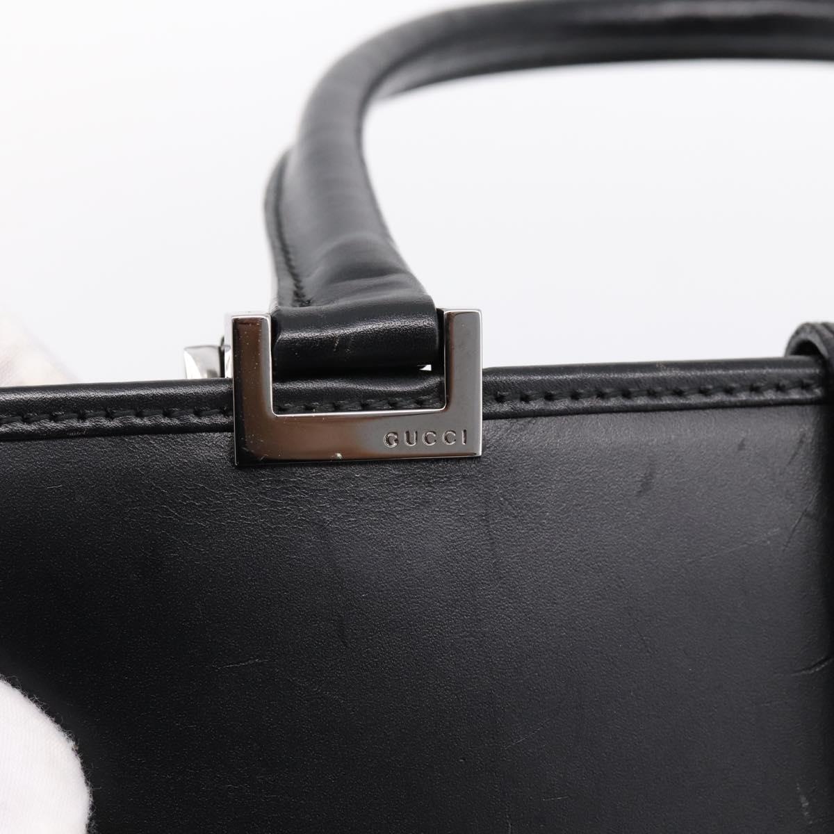 GUCCI Jackie Hand Bag Leather Black Silver 002 1064 Auth 204625V