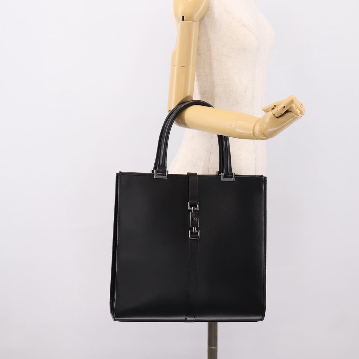 GUCCI Jackie Hand Bag Leather Black Silver 002 1064 Auth 204625V