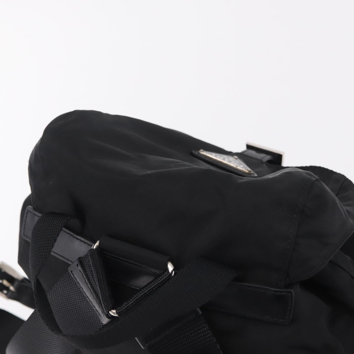 PRADA Backpack Nylon Black Silver Auth 204626V