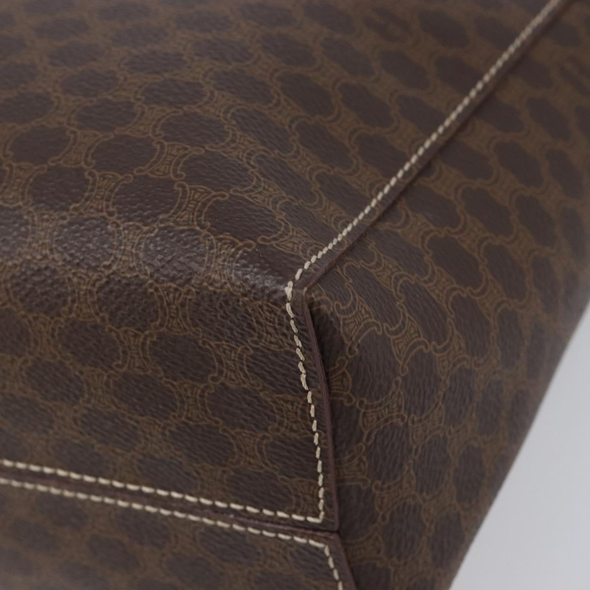 CELINE Macadam Hand Bag PVC Leather Brown Gold Tone Auth 204628V