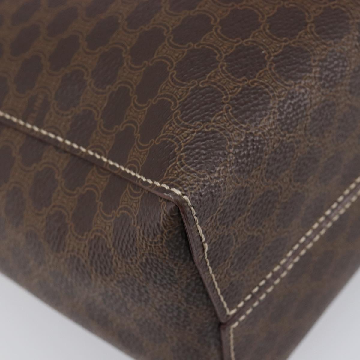 CELINE Macadam Hand Bag PVC Leather Brown Gold Tone Auth 204628V
