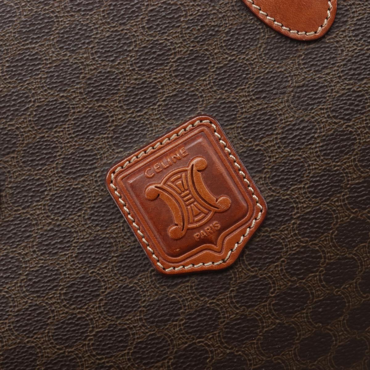 CELINE Macadam Hand Bag PVC Leather Brown Gold Tone Auth 204628V