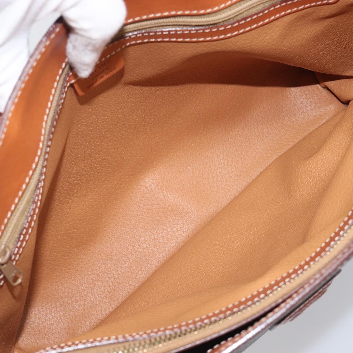 CELINE Macadam Hand Bag PVC Leather Brown Gold Tone Auth 204628V