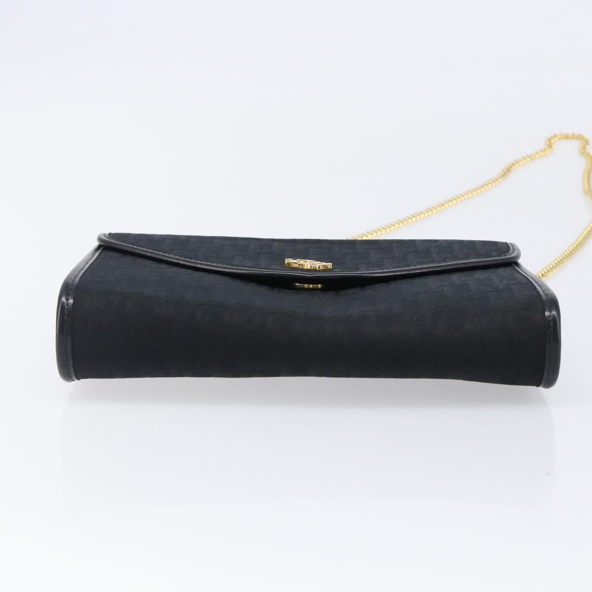 Christian Dior Trotter Canvas Chain Shoulder Bag Black Gold Tone Auth 204630V
