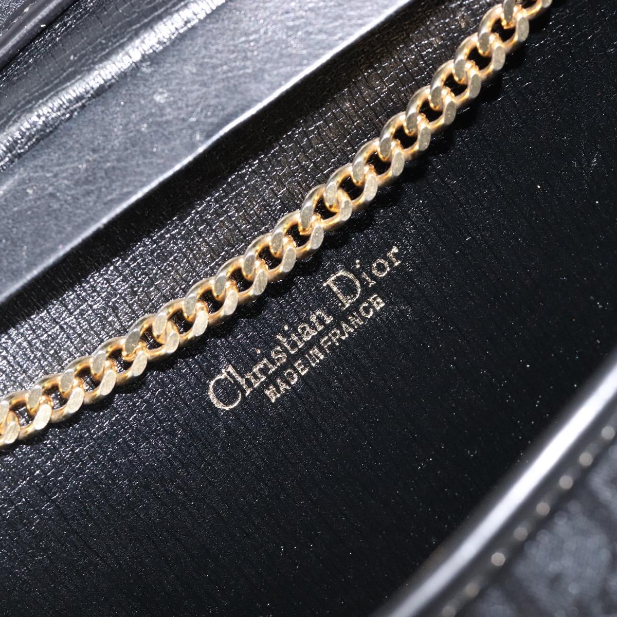 Christian Dior Trotter Canvas Chain Shoulder Bag Black Gold Tone Auth 204630V