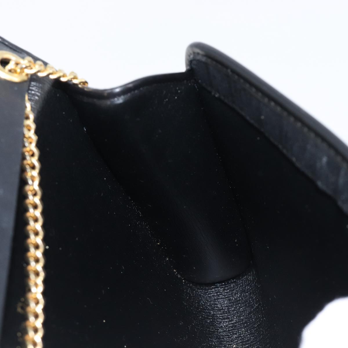 Christian Dior Trotter Canvas Chain Shoulder Bag Black Gold Tone Auth 204630V