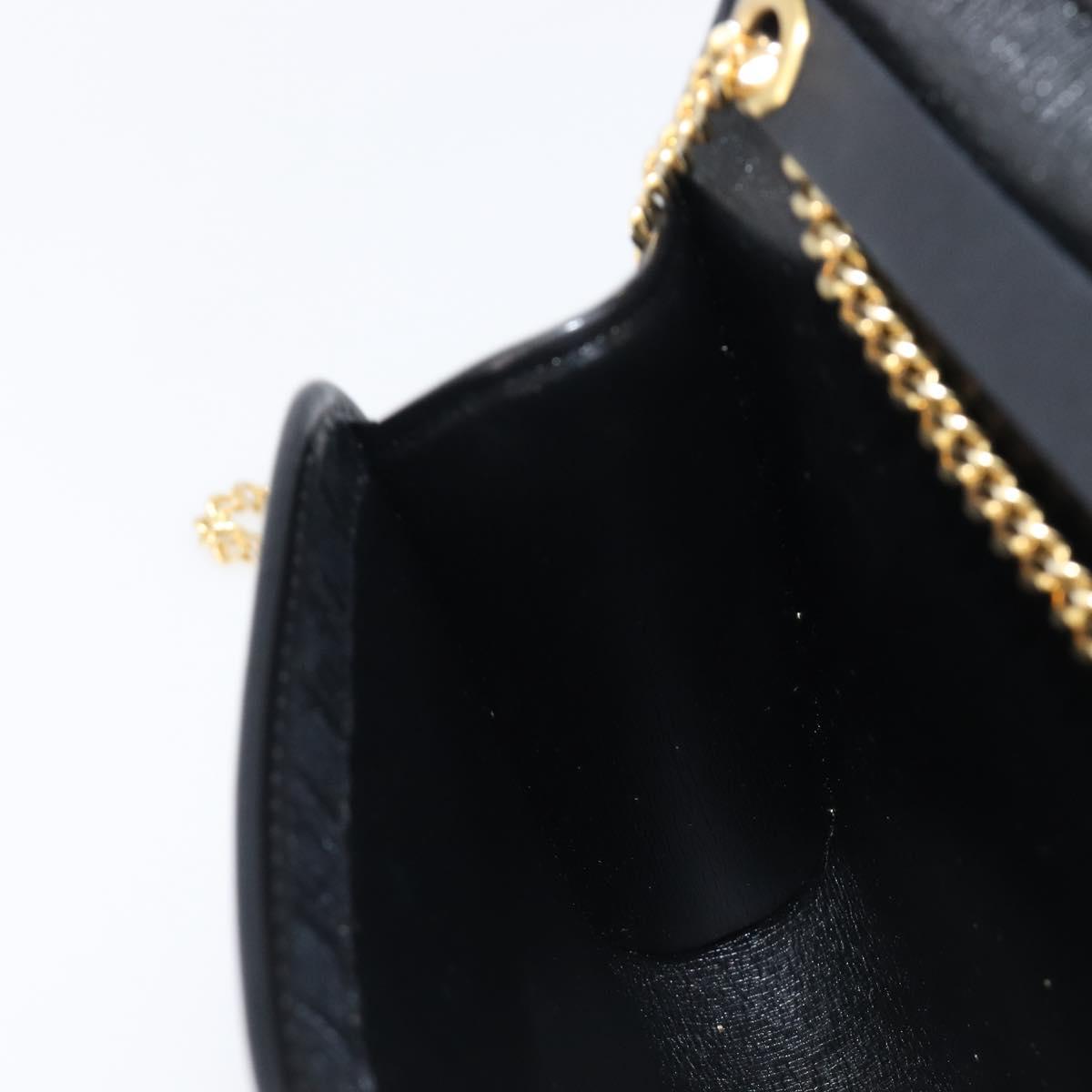 Christian Dior Trotter Canvas Chain Shoulder Bag Black Gold Tone Auth 204630V