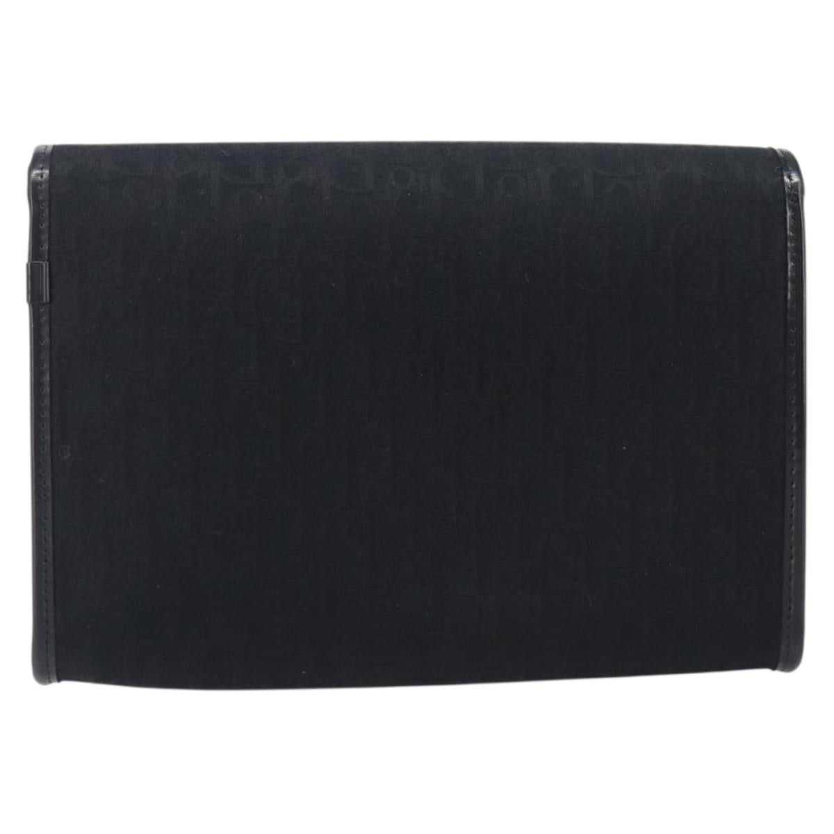 Christian Dior Trotter Canvas Chain Shoulder Bag Black Gold Tone Auth 204630V
