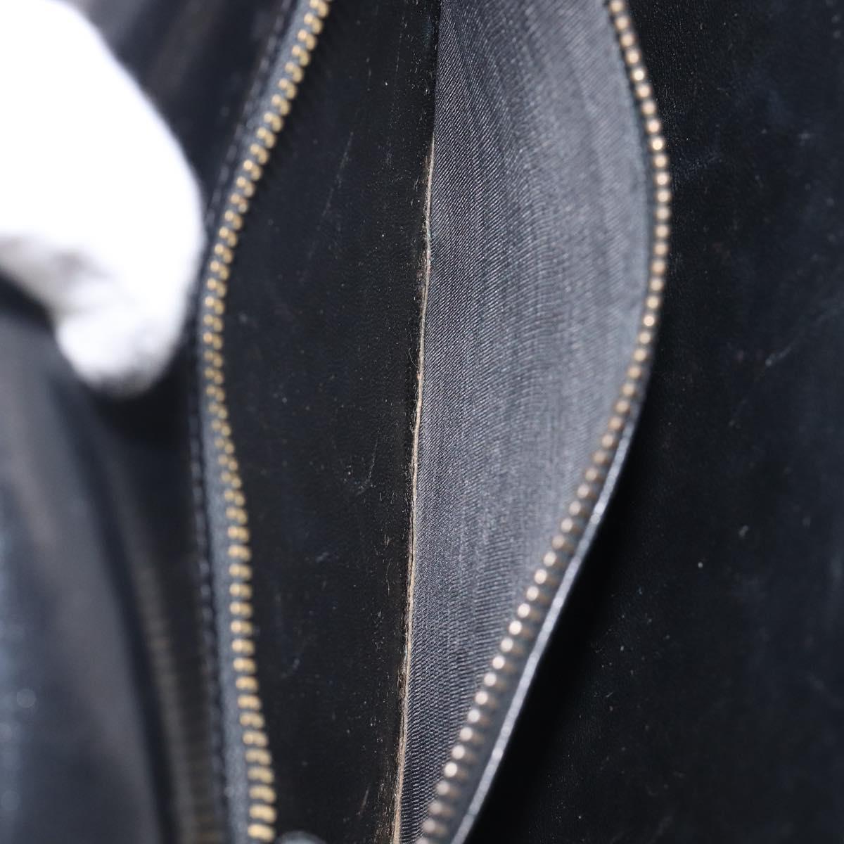 CELINE Horse Carriage Shoulder Bag Leather Black Gold Tone Auth 204631