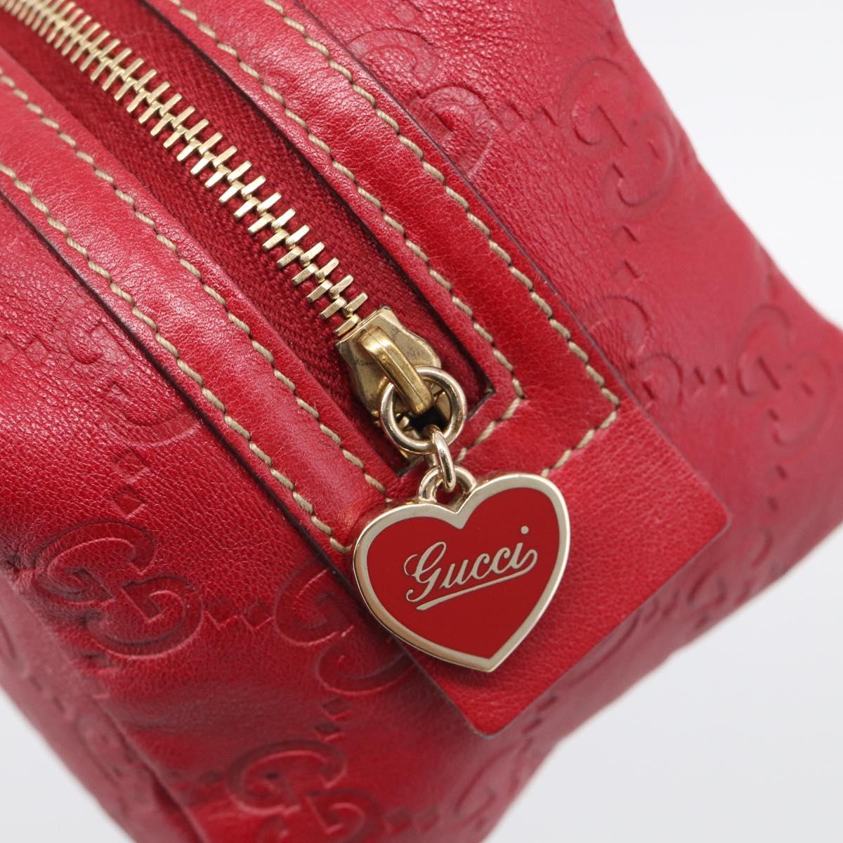GUCCI GuccissimaGG Cosmetics Pouch Leather Red Gold Tone 153227 Auth 204633V